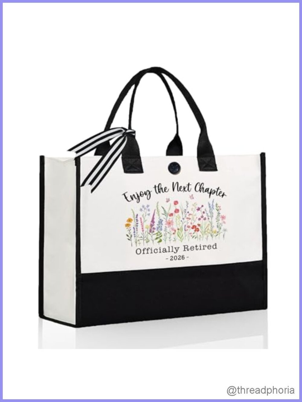 Retirement Gift Tote Bag Canvas Officially Retired 2026 Large Shoulder Bag